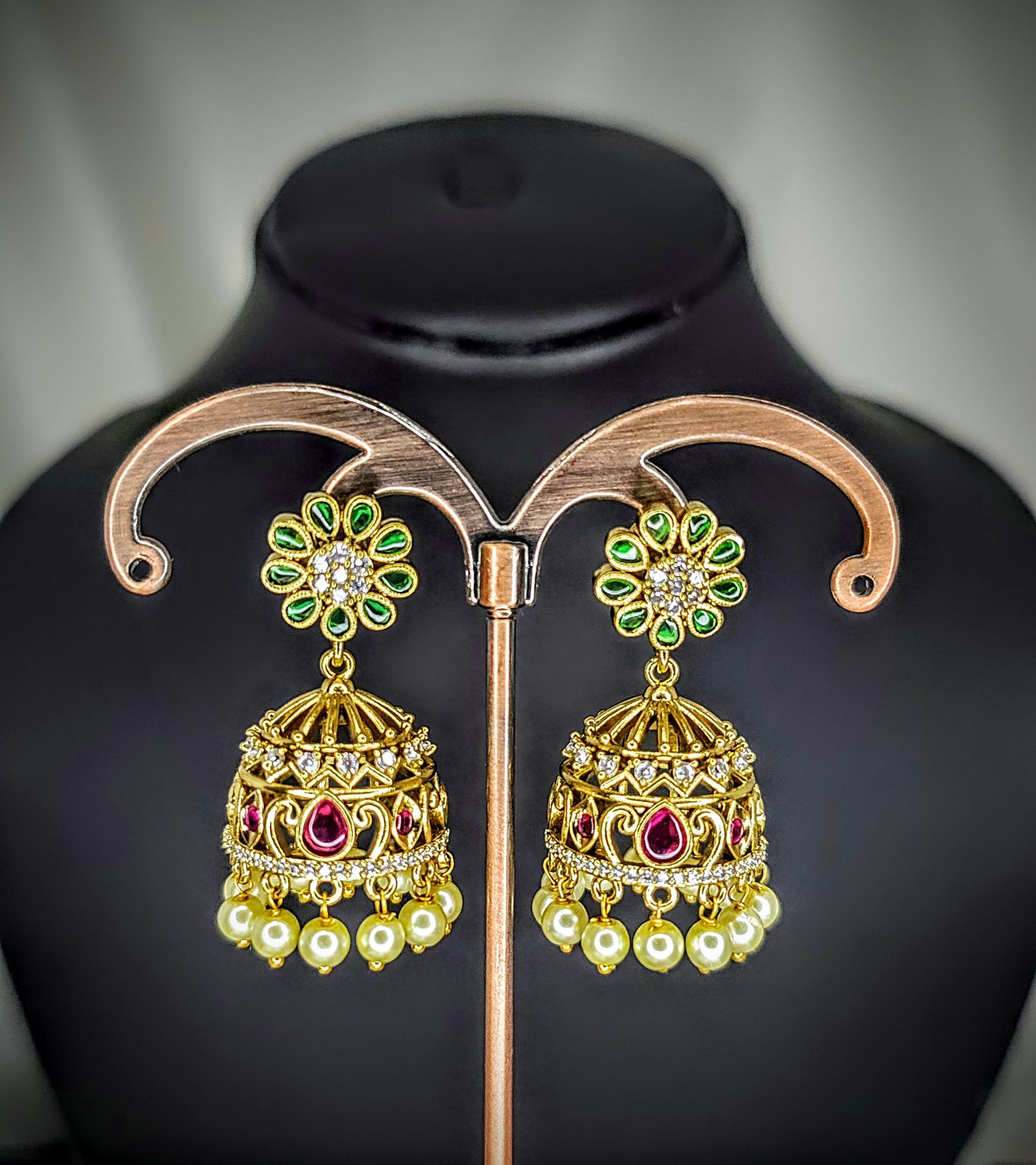 Green Flower Jhumka